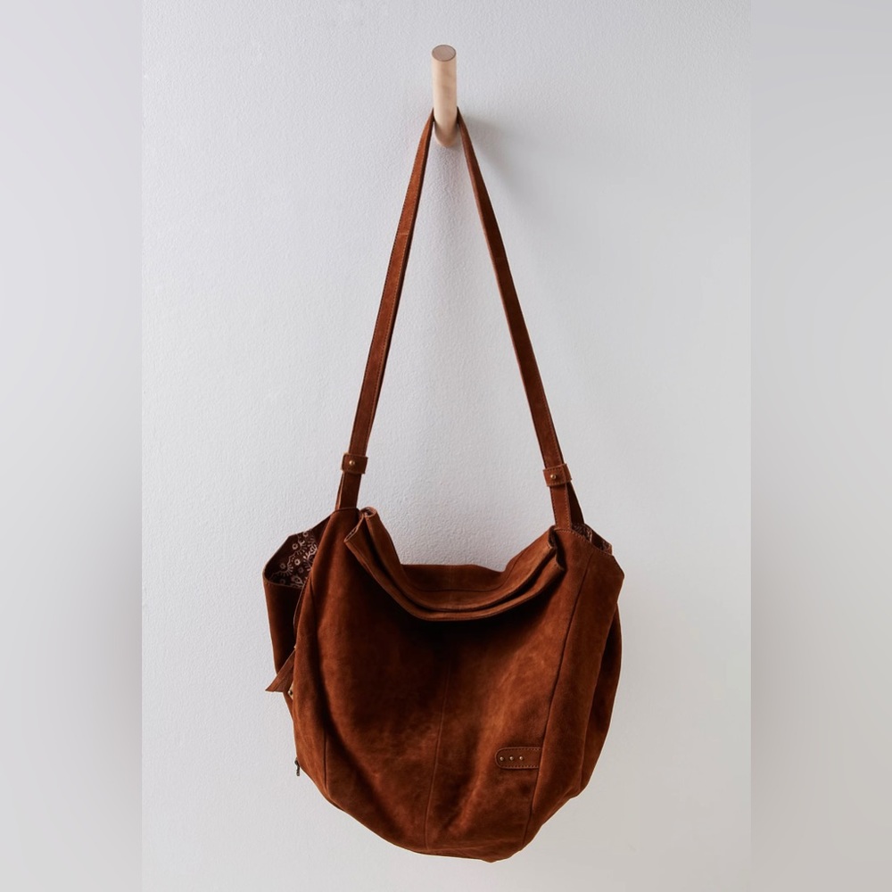 A beautiful leather suede lightly used Free People We The Free Brooks Tote Bag